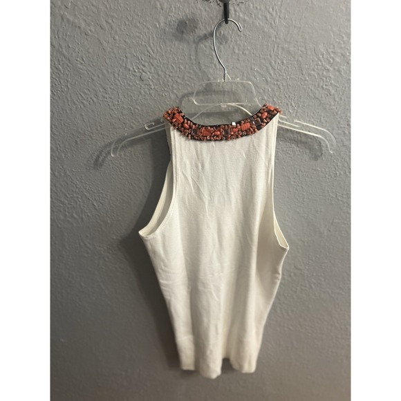 Women Cache Sleeveless White Sweater Size Small - Picture 3 of 8